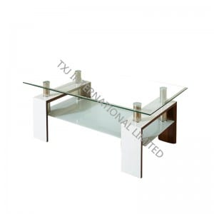 FOCUS-F Tempered Glass Coffee Table With MDF Frame