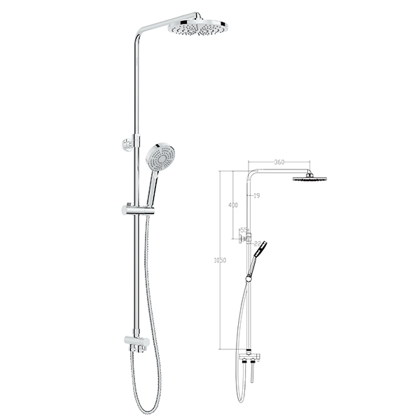 Good Wholesale Vendors Plastic Shower Grab Bar - Wall mount bath top shower L0801 shower column – Sinyu