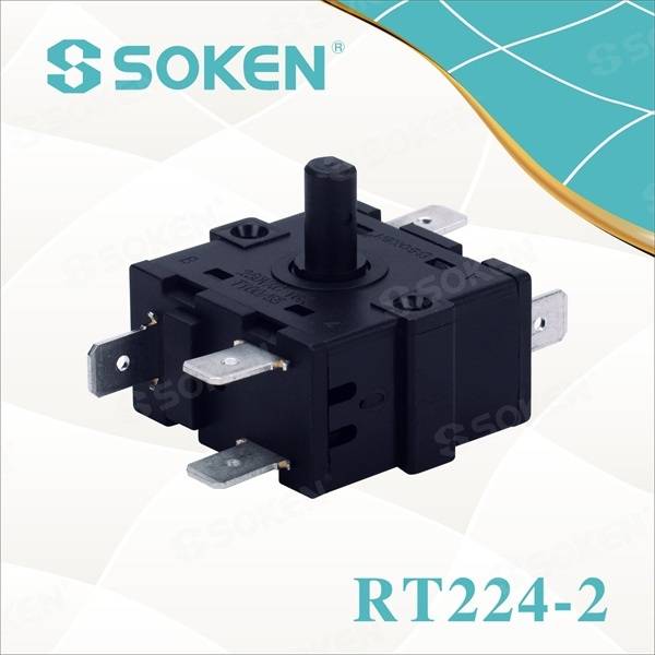 Interruptor rotativo momentáneo con 3 posicións (RT224-2)