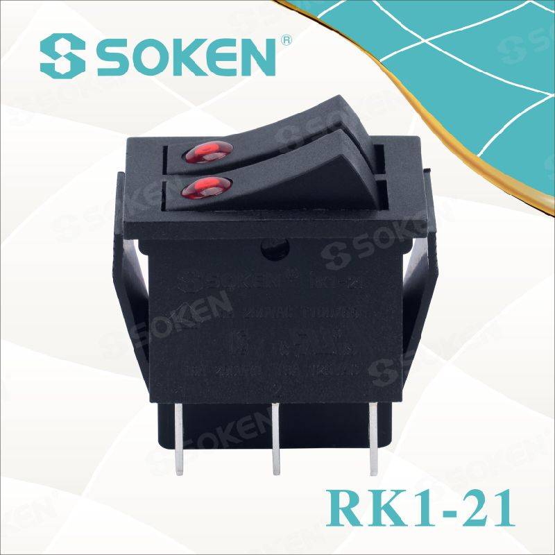 Soken Rk1-21 Аб'ектыў уключаны, выключаны, двайны кулісны пераключальнік з падсветкай