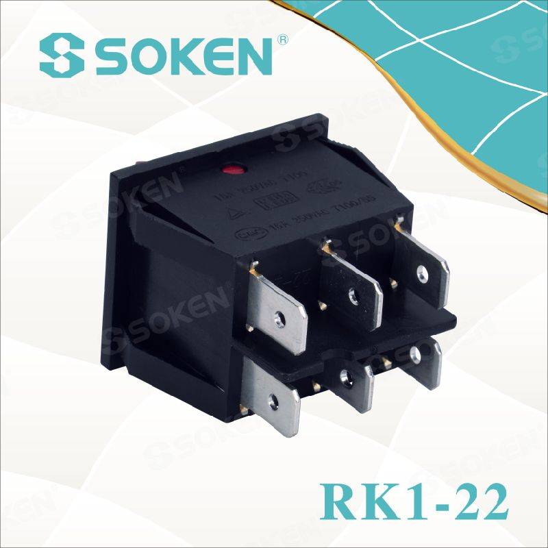 Soken Rk1-22 1X1X2n on off Illuminated Double Rocker Switch