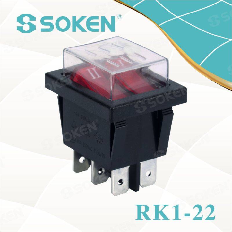 Soken Rk1-22 1X1X2n on off Waterproof Illuminated Double Rocker Switch