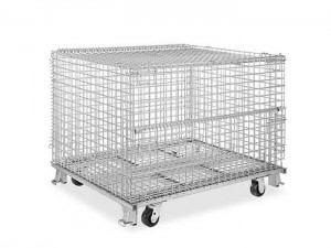 Steel Wire Mesh Container with Caster