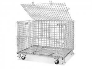 Warehouse Wire Mesh Storage Cage With Wheels