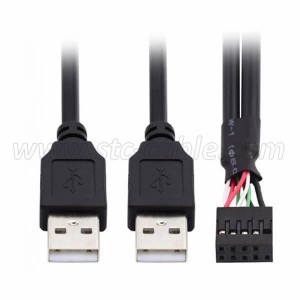 Dual USB 2.0 Type A Male to Dupont 10 Pin Female Header Motherboard Cable