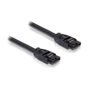 12in Latching Round SATA Cable Black