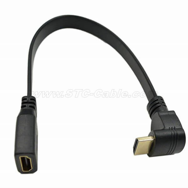 1FT Flat Slim High Speed HDMI Extension Cable A Female to 90 Degree Down Angle A Male Cord