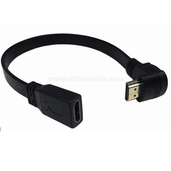 1FT Flat Slim High Speed HDMI Extension Cable A Female to 90 Degree Up Angle