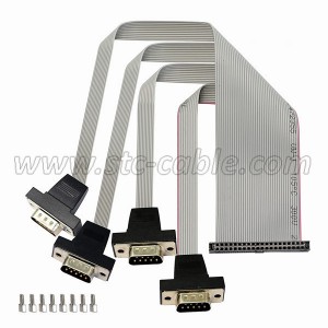 2.00mm IDC 40 Pin Female to 4 DB9 Male Ribbon COM Cable