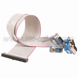 2.54mm IDC 40 Pin Female to 4 Ports DB9 Male Ribbon COM Cable