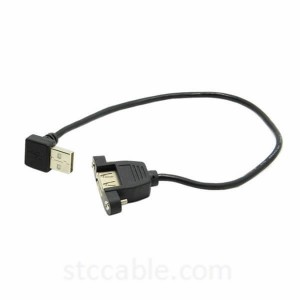 90 Degree Up Direction Angled USB 2.0 A Male Connector to Female Extension Cable With Panel Mount Hole