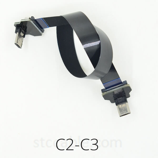 3A FPV monitor Micro USB Up & Down Angle Super Soft Ultra Thin Flat FPC charging AV output flexible Cable adapter 40cm