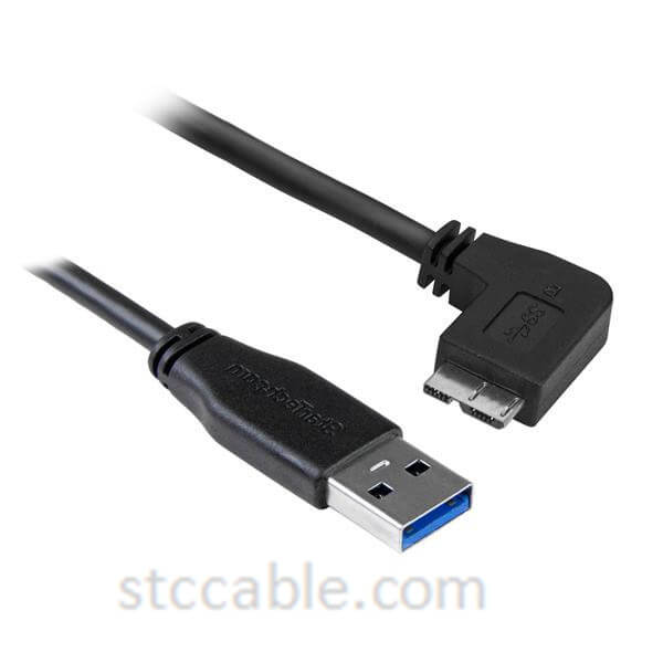 Slim Micro USB 3.0 Cable – Male to male – Left-Angle Micro-USB – 0.5m (20in)