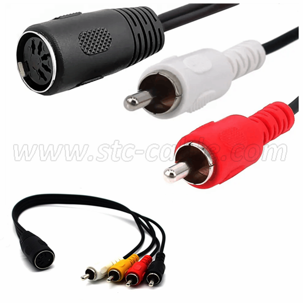 5 pin DIN female to RCA male audio cable