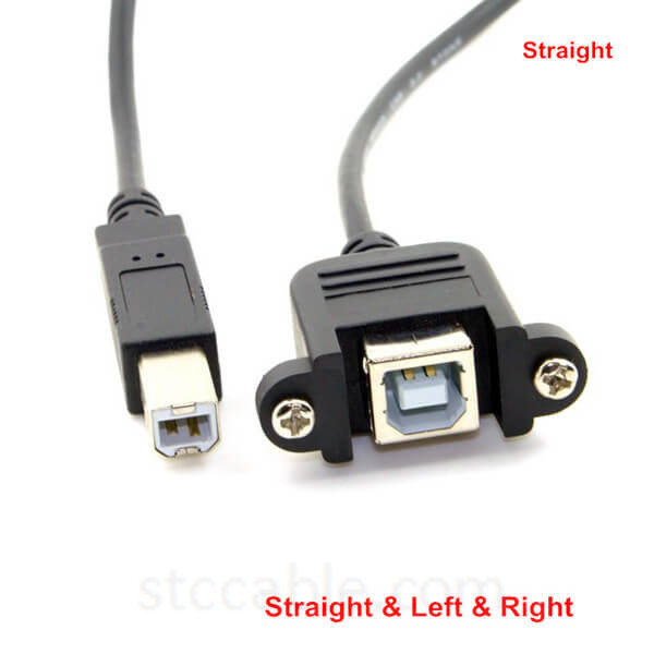 50cm 70cm 100cm Straight & Left & Right angled USB B Male to Female extension cable with screws for Panel Mount 0.5m 0.7m 1m