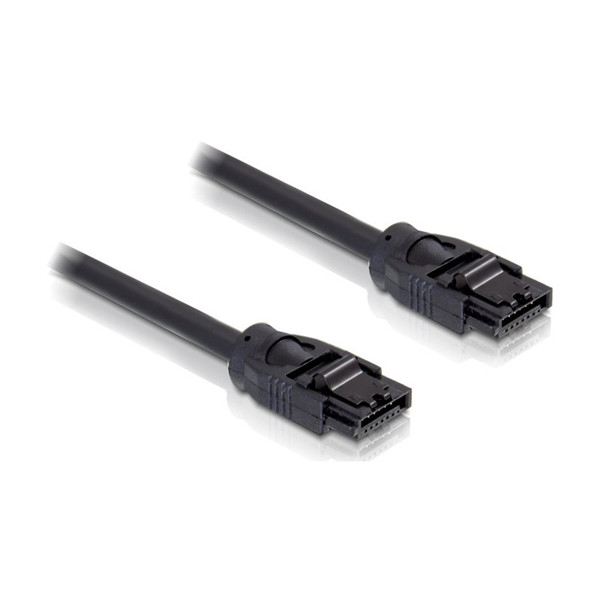 6in Latching Round SATA Cable black