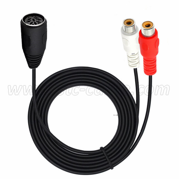 8 Pin Din female to 2 RCA Female Audio Cable