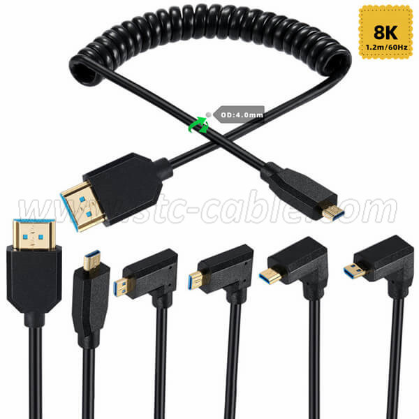 8K Coiled micro HDMI to HDMI Cables
