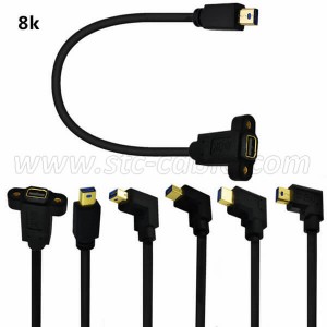 8K Mini DisplayPort Male to Female Panel Mount Extension cable