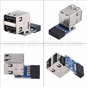 9 Pin Motherboard Female Header to Dual USB 2.0 Female Adapter