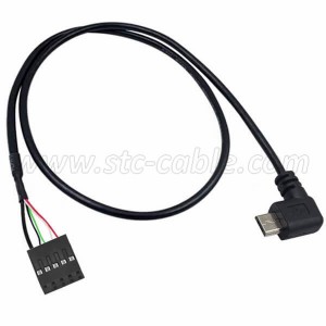 Micro USB Male Left Angle to Dupont 5 Pin Female Header Motherboard Cable
