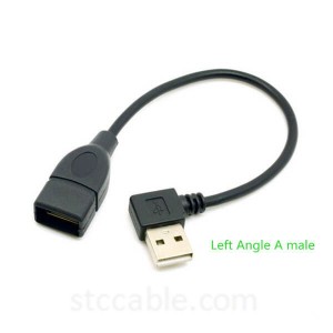 90 Degree Left USB 2.0 A Male to USB Female Extension Cable