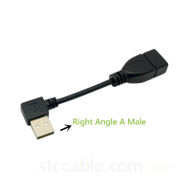 90 Degree Right Angled USB 2.0 A Male to USB Female Extension Cable 10cm 20cm