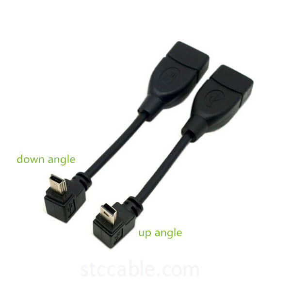 90 Degree Up & Down Angled Mini USB Type B to USB Female OTG Cable 10cm 50cm 0.1m 0.5m for Tablet