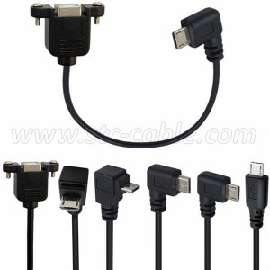 Micro USB 5 pin Male to USB B Female Panel Mount Cable