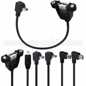 Mini USB to USB Type A Female Extension Panel Mount Cable