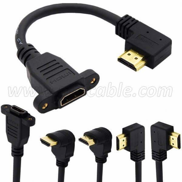 90 degree angle hdmi extension cable with Screw Hole Panel Mount 4k
