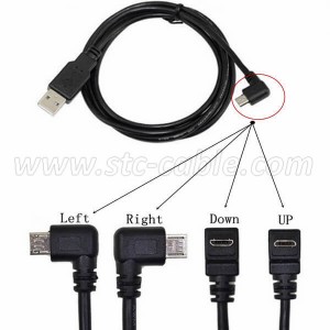 USB A to 90 Degree Angle USB Micro B Cable