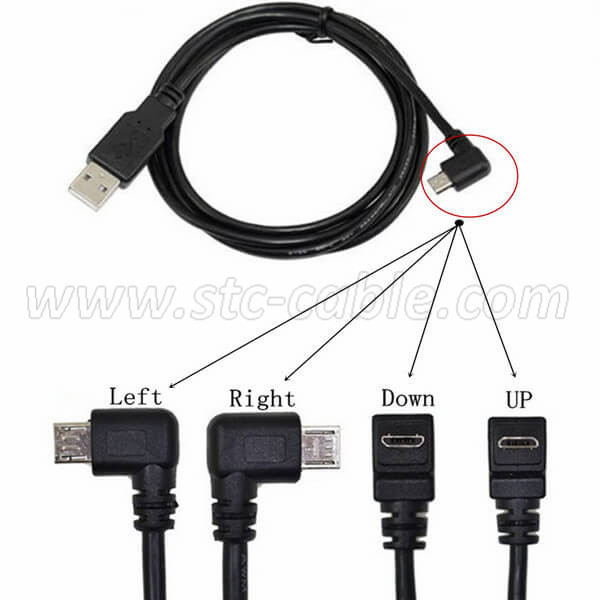 90 degree angle micro usb data and charge cable