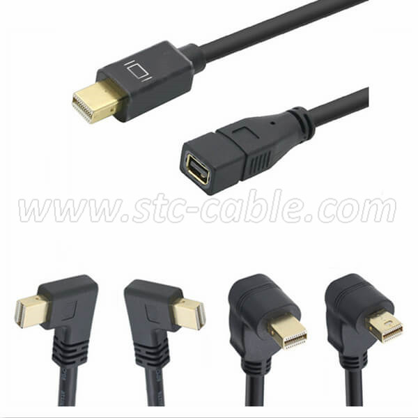 90 degree angled mini displayport extension cable