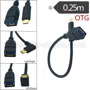 90 degree left right down up angle USB 3.1 Type c OTG Cable