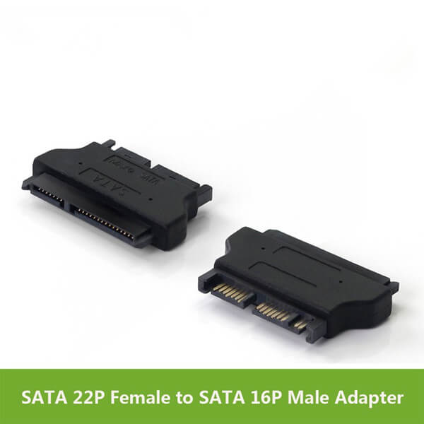 Adapter SATA 7+15 22P Female to Micro SATA 7+9 16P Male Converter Adapter Black