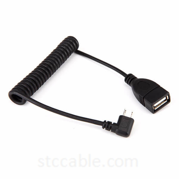 Micro USB B Male To Female M/F Extension Coiled Charging Spiral Cable Cord 5Ft