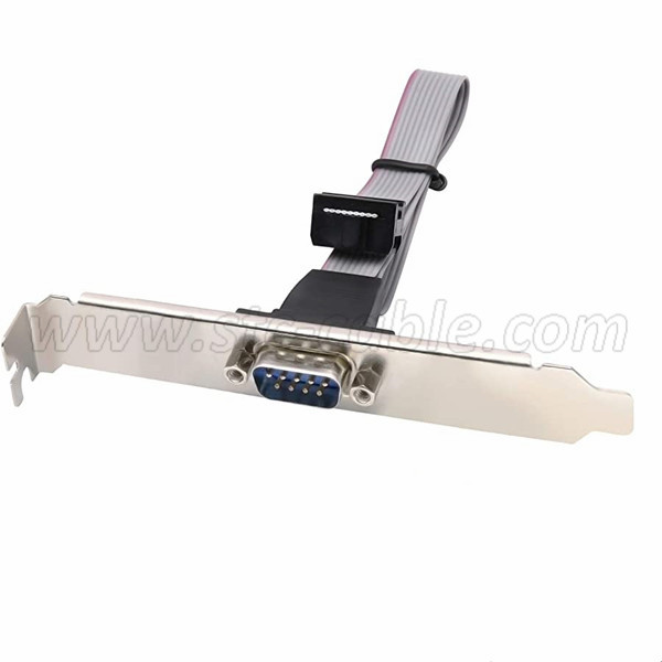 DB9 Male with Bracket Panel to IDC 10 Pin ribbon cable