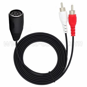 8 Pin Din female to 2 RCA male Audio Cable