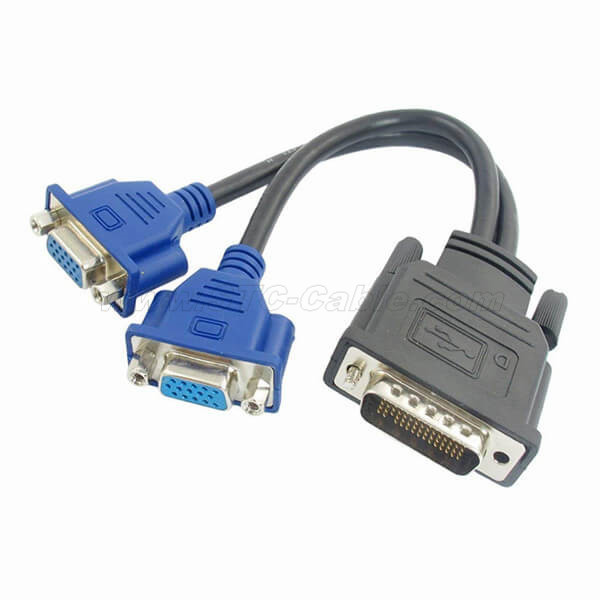 DMS-59 Pin Male to Dual VGA Female Y Splitter Video Card Adapter Cable