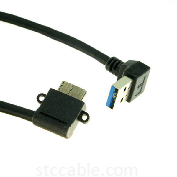 Down Angled 90 Degree USB 3.0 to Micro 10Pin Left Angled Cable 0.2m for Cell phone & Hard Disk SSD