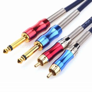 Dual 1/4 inch TS Male to Dual RCA Male Audio Interconnect Cable