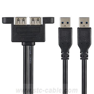 Dual USB 3.0 Male to Dual USB 3.0 Female USB3.0 Extension Cable with Screw