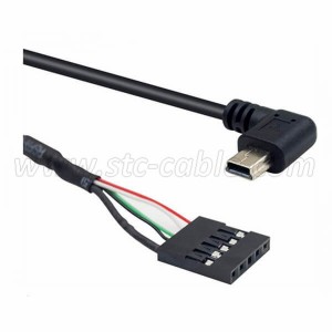 Left Angle Mini USB to USB Header Extension Cable