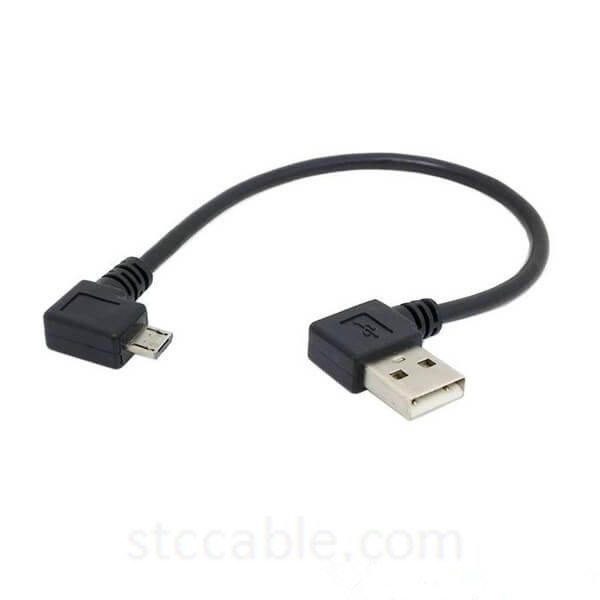 Left angled 90 degree Micro USB 5pin Male to Left Angled USB Data Charge Cable 20cm for Android Cell phone