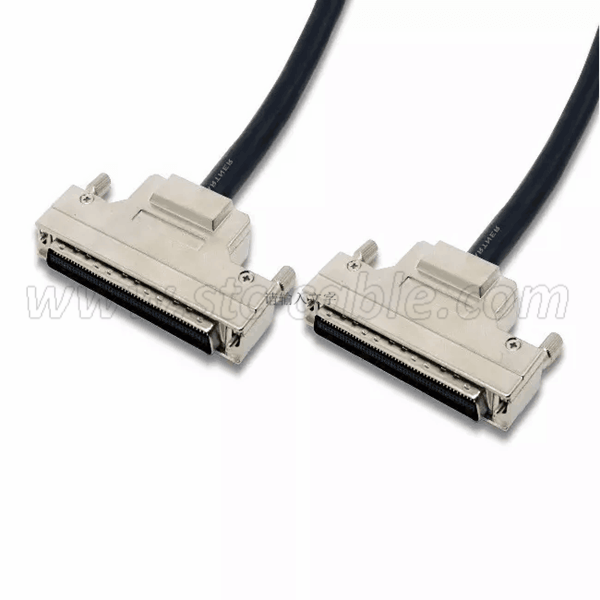 MDR 100 pin male to male HPCN scsi cable with metal shell and screws