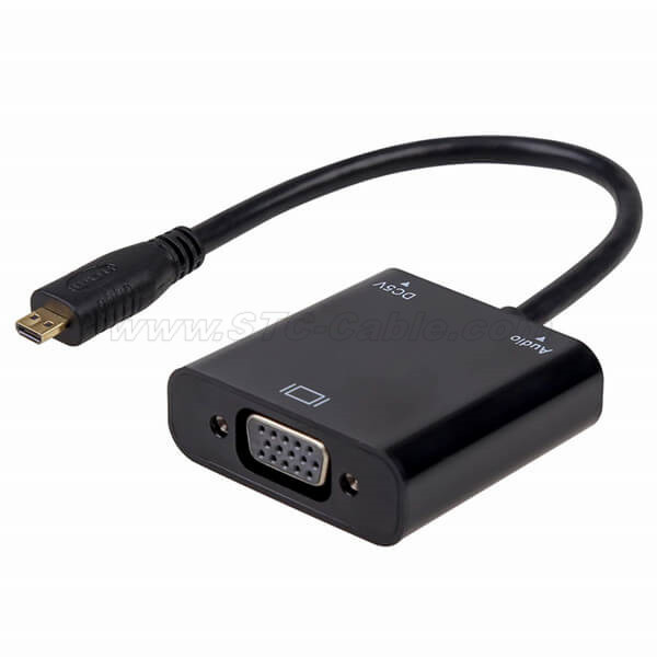 Micro HDMI to VGA(Male to Female) Video Converter Adapter Gold Plated 1080p with 3.5mm Audio