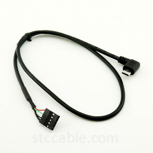 Micro USB Male Left Angle to Dupont 5 Pin Female Header Motherboard Cable 50cm 1.5ft