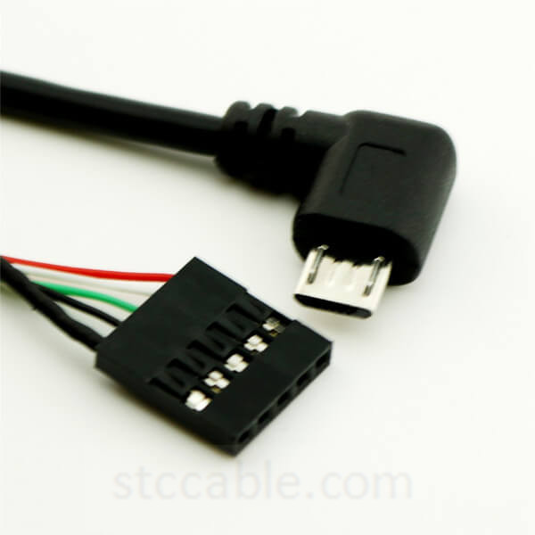 Micro USB Male Right Angle to Dupont 5 Pin Female Header Motherboard Cable 50cm