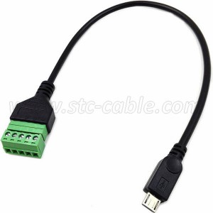 Micro USB Male to 5 Pins Screw Terminal Female cable